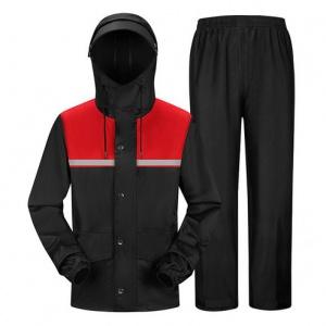 우비 상하의 레드블랙 SET