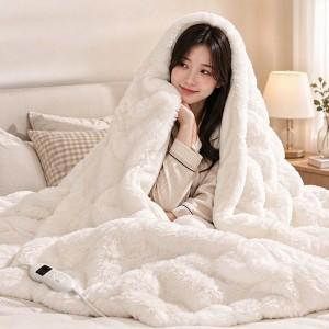 리보아 인조 토끼털 워셔블 전기 온열 담요 1인용 발열 담요 사무실 캠핑 휴대용