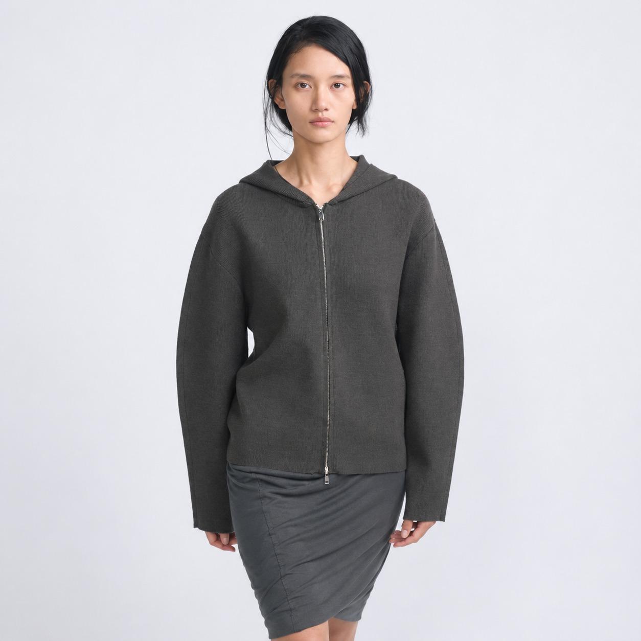 Knit Zip Hoodie_Deep Grey