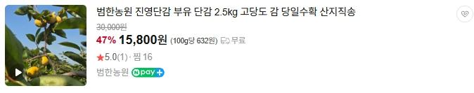 범한농원 진영단감 부유 단감 2.5kg 고당도 감 당일수확 산지직송 사진 2