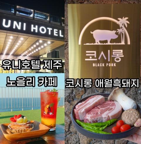 제주 유니호텔+코시롱 애월흑돼지+노을리카페-제주/애월읍 (~10.30)
